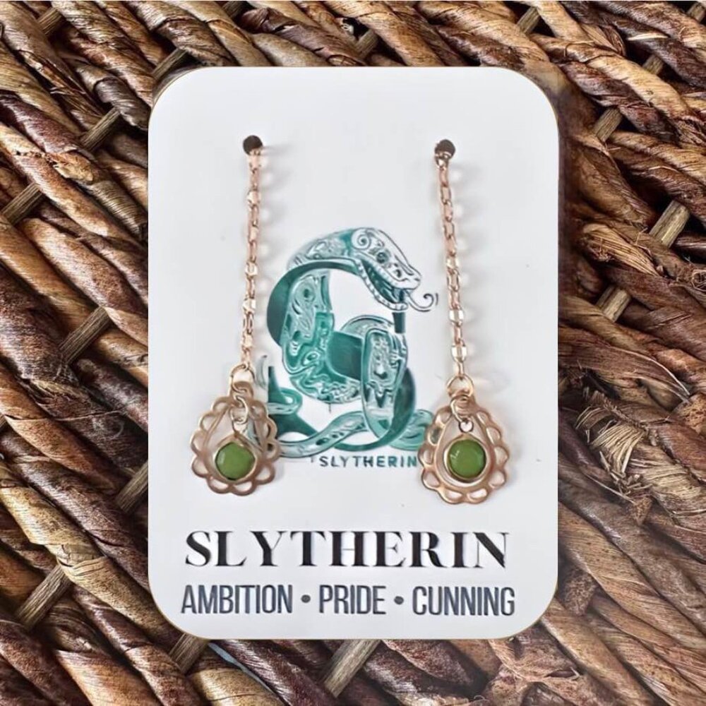 New Handmade Gold-Tone and Green "Slytherin" (Harry Potter) Threaders (Ver 26)